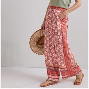 Anthropologie Vale Satin Wide-Leg High Waist Boho Printed Pants Sz: S